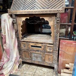 Exceptional Hand Carved Wooden Altar Or Spirit House