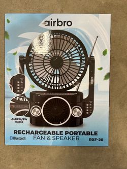 *** pending pickup*** Fan New in box Airbro RXF-20 Rechargeable Portable Fan & Speaker