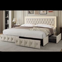 King Bedframe With drawers At The Bottom 