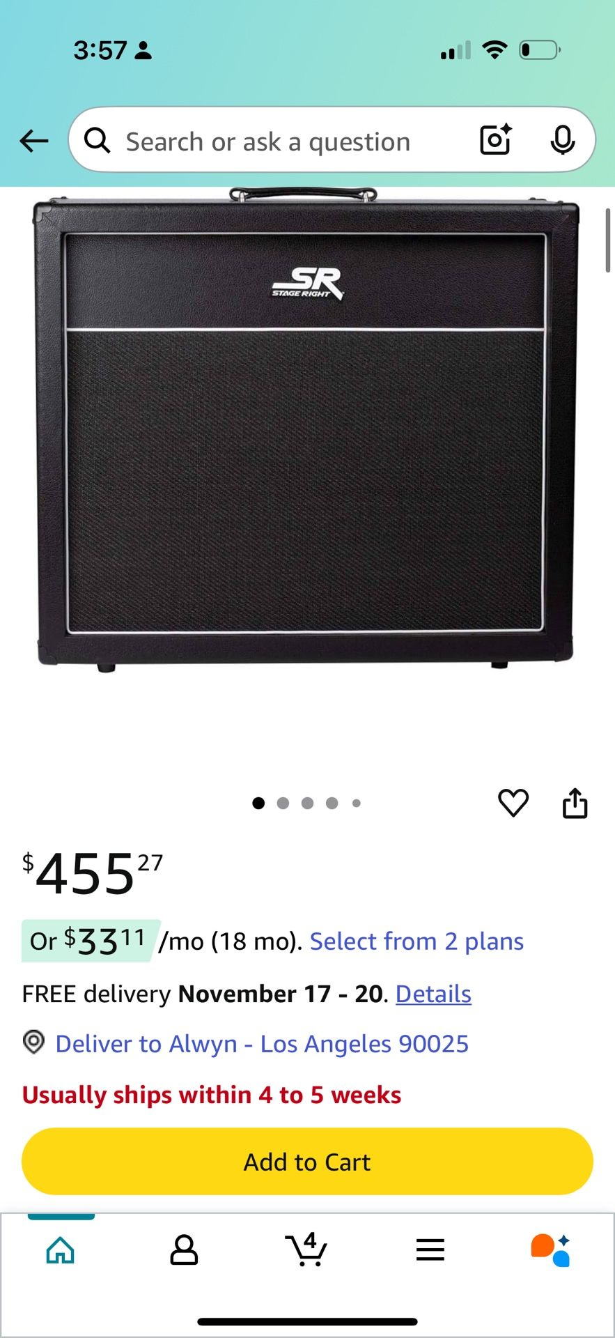 Monoprice Stage Right Guitar Amplifier SB 2x12 Extension Cabinet with 2X Celestion V30 Speakers