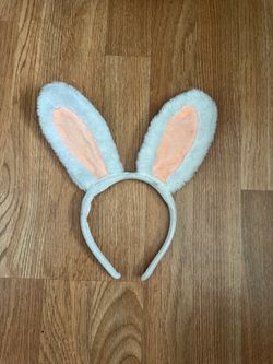 White and Pink Plush Bunny Ears Headband