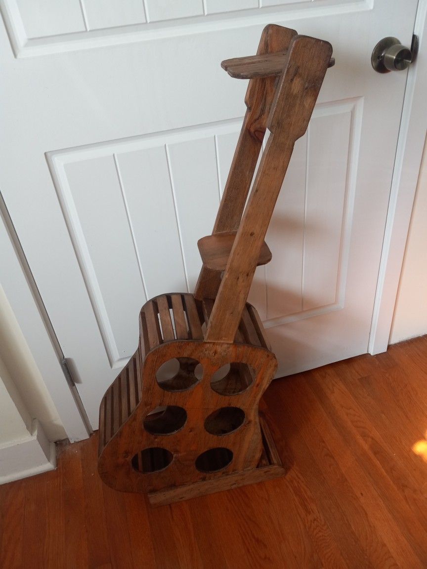 Wine Rack All Wood Vintage Guitar Shape..