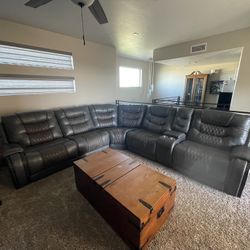 Movie Theater Or Large Room Reclining Sectional Couch With Charging Stations