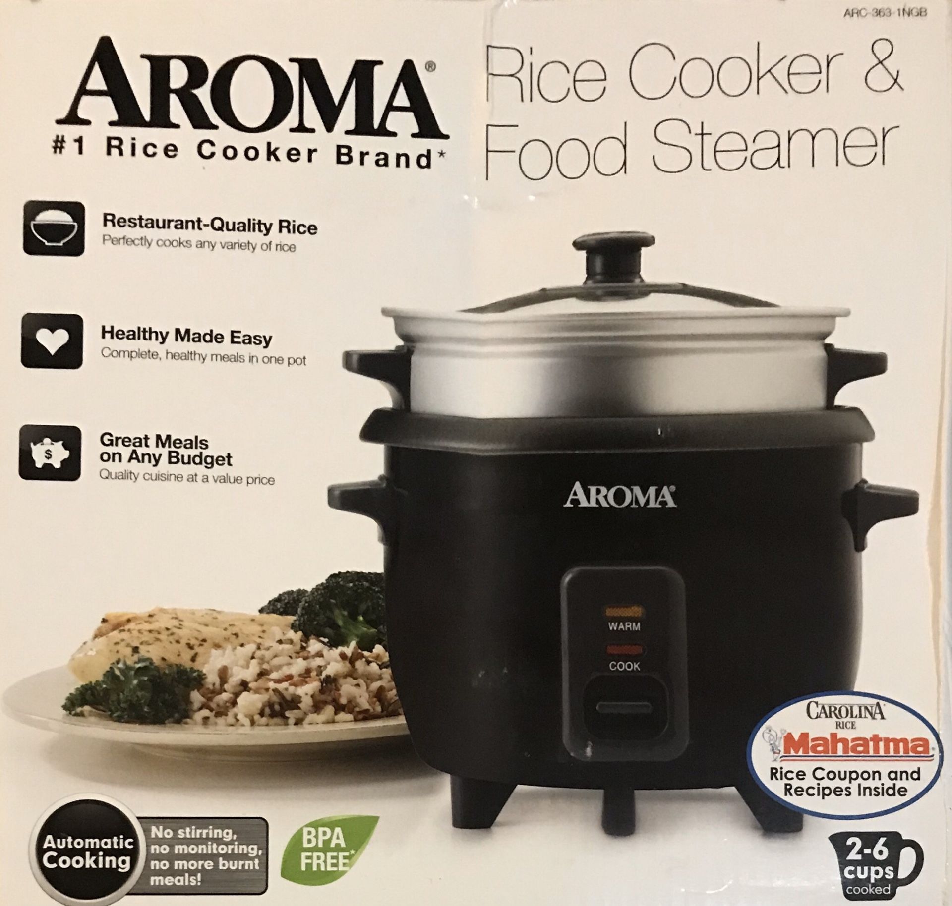 AROMA Rice Cooker & Food Steamer $25 NEW Price Drop
