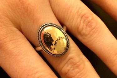 14K gold on silver band, size 8.5