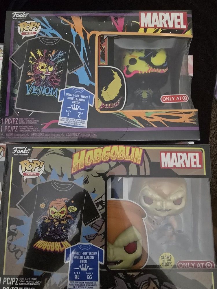 Marvel Funko Pops Black Light Venom And Hobgoblin