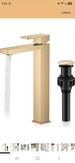Champagne Bronze Vessel Sink Faucet 1 Handle, Tall Bathroom Faucet Vessel Bowl Faucet with Pop Up Drain & Supply Lines, Lead-Free CUPC & NSF Certified