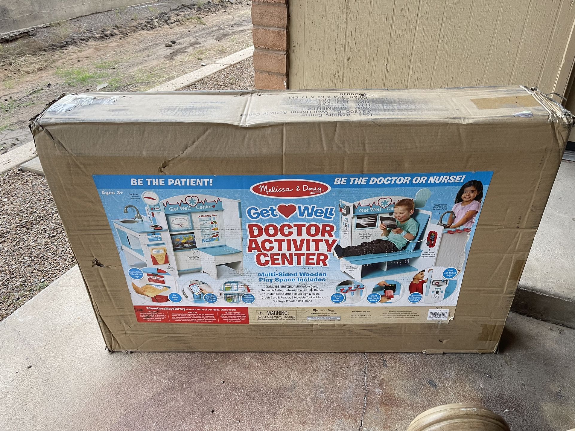 Never Opened- Melissa & Doug Wooden Get Well Doctor Activity Center - Waiting Room, Exam Room, Check-In Area: Pretend Play Medical Accessories Set