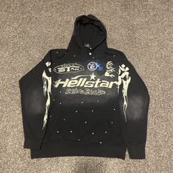Black Hellstar Washed Racer Hoodie