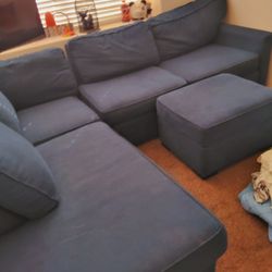 Blue Sectional With Chase