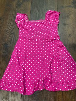 Girls pink and white polka dot dress size 7/8 #1