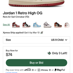 Jordan 1 Retro High OG Rare Air Sail Cinnabar (TD)