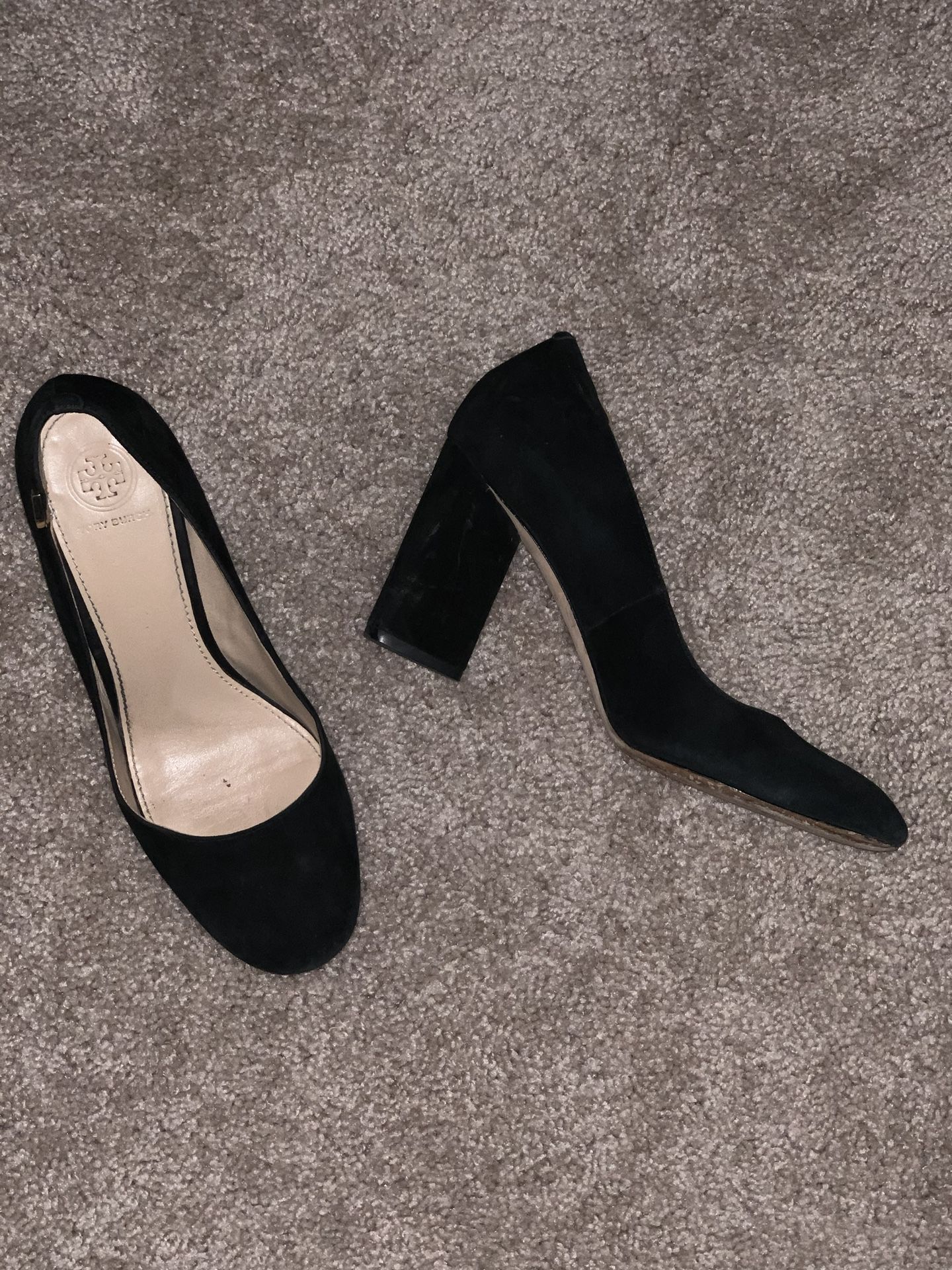 Tory Burch Black Suede heels, size 8.5