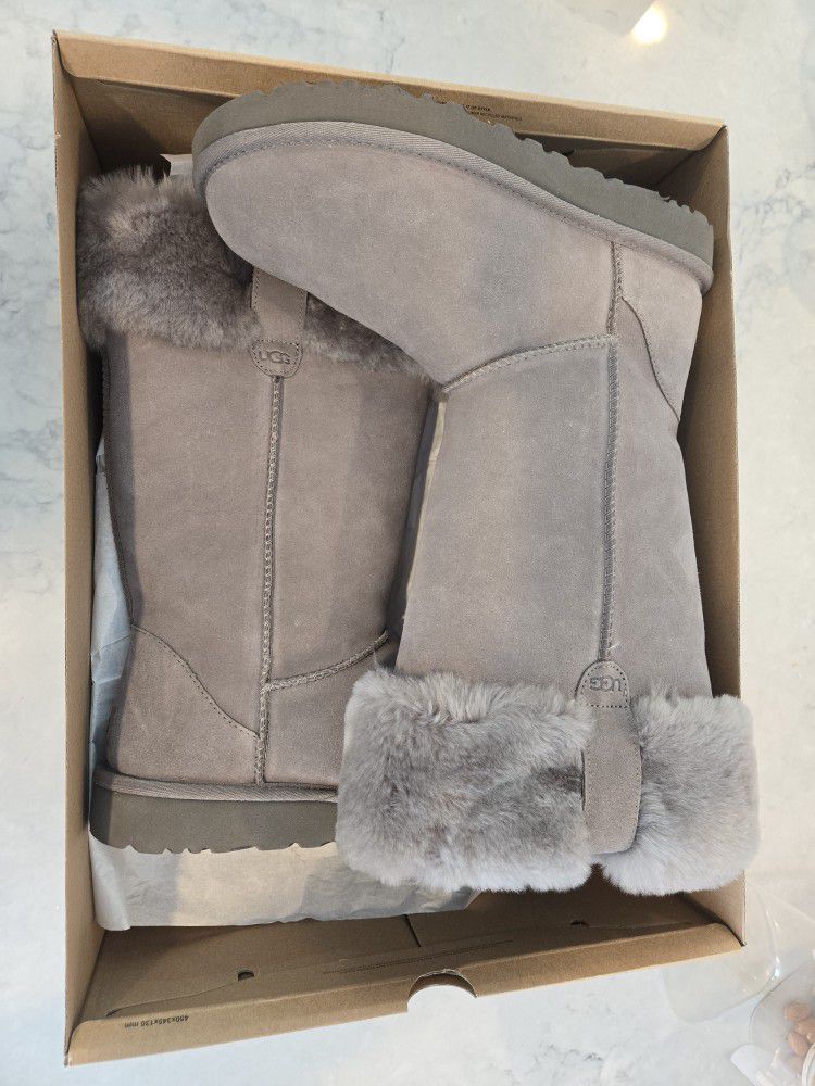 UGG GRAY HIGH BOOTS WITH FUR