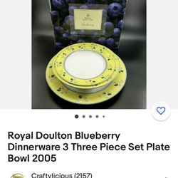 New Collectable 3  Plates By Royal Doulton Blueberry In Original Box . Located In Arlington Tx. 