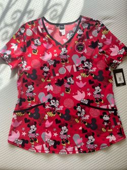 Medium Mickey Mouse Woman’s Valentine’s Scrub Top  
