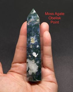 Moss Agate Genuine Stone Obelisk/Point 90g