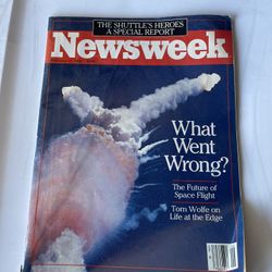 February 10, 1986, edition of Newsweek magazine featuring the Space Shuttle Challenger disaster. The cover story is titled "What Went Wrong?" and incl
