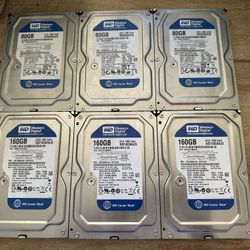 6 Hard Drives 160GB 80GB