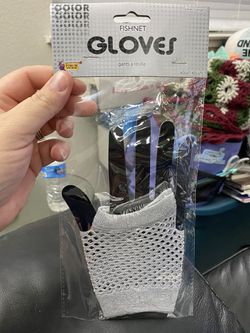New Silver Fishnet Gloves Adult Costume Accessory!