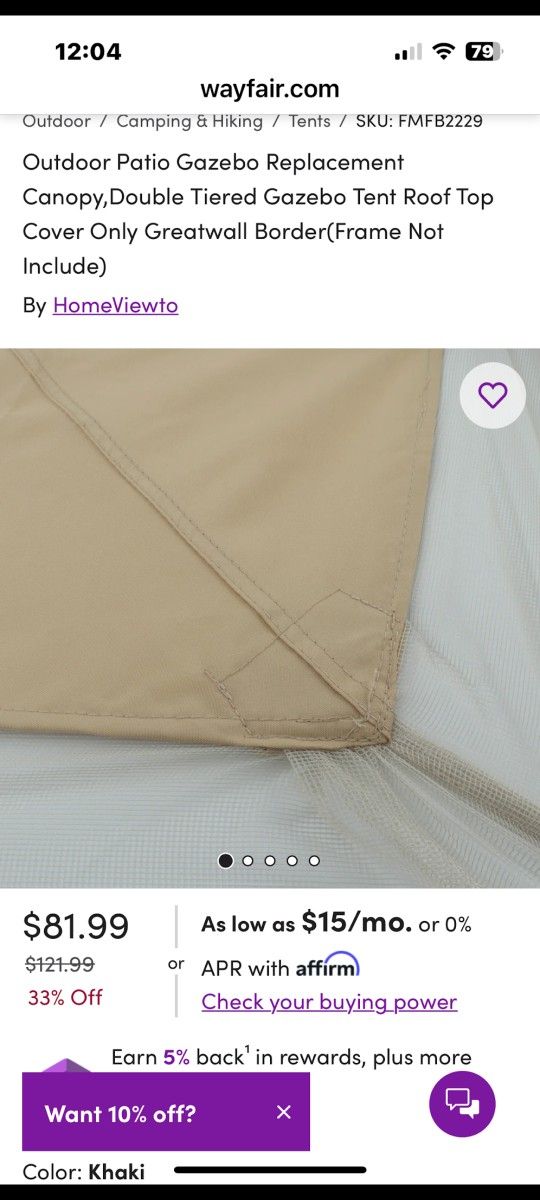 Canopy, Double Tiered Gazebo Tent Roof Top Cover Only Greatwall Border(Frame Not Include)