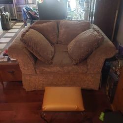 Matching Oversized Silk Brocade Couch And Chair 