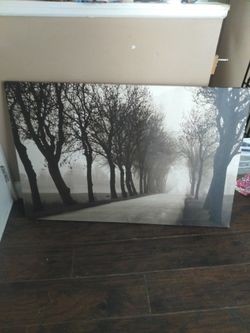 Misty Road Large Canvas Wall Picture