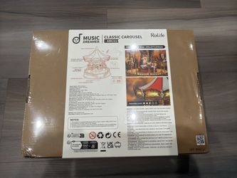 Rolife Music Dreamer AMC01 Classic Carousel — Wooden Music Box Model Kit, New
