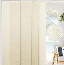 Chicology Woven Beige Light-Filtering Adjustable Sliding Panel Track Blind with 23-inch Panels — Up to 86 × 96
