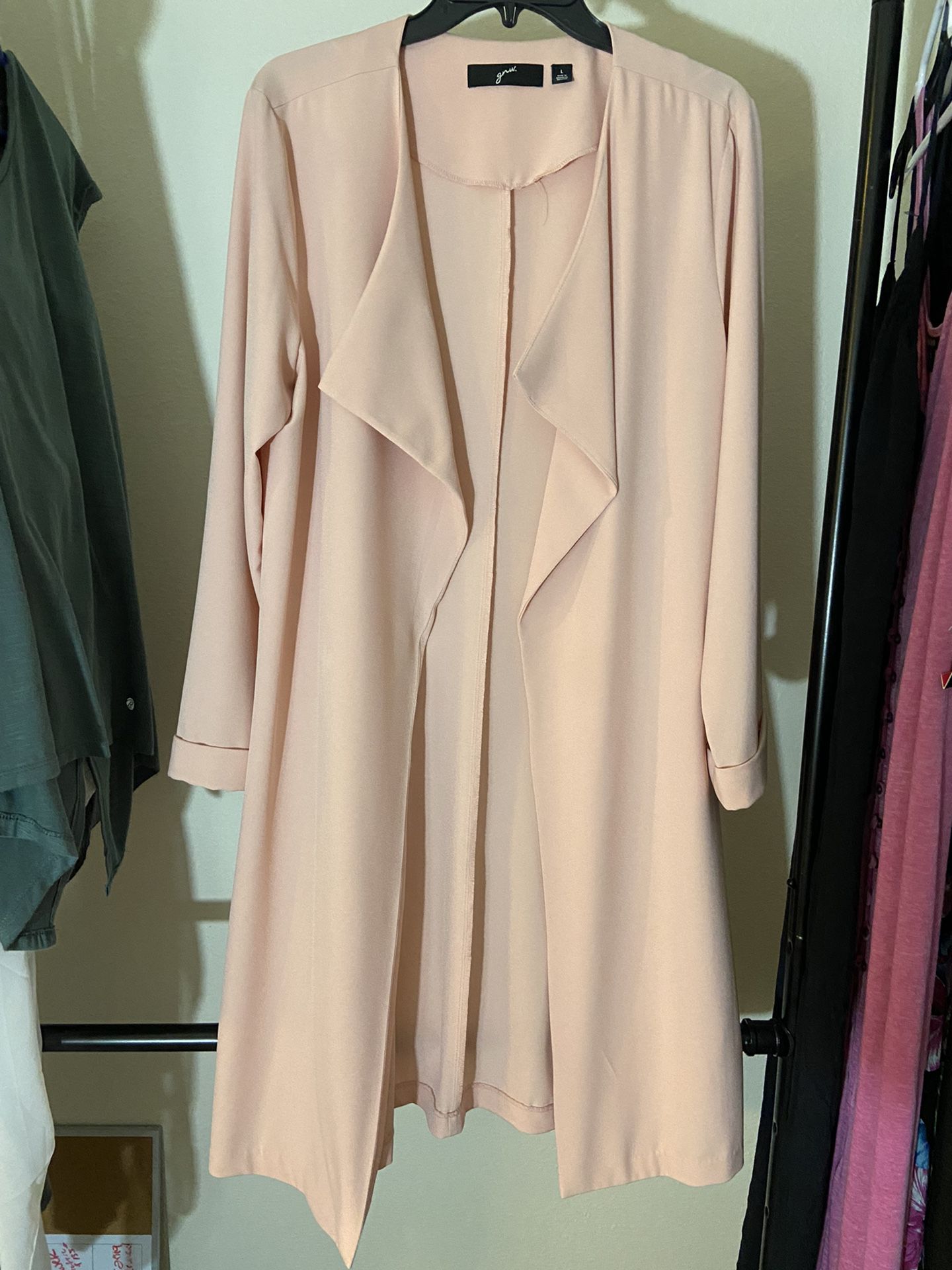 Dusty pink large mid length cardigan/coat