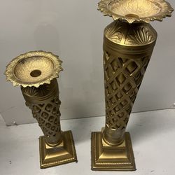 Gold Wrought Iron Candle Holders 