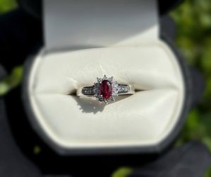 Jewelry 10k solid white gold ruby stone 0.55CTW ring sz 7.00