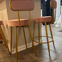 4 Pink Stool Chairs