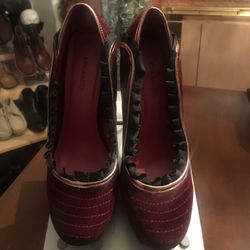 Jessica Plaster Burgundy Platform Pumps Size 8.5