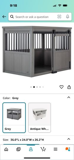 Grey Farmhouse, Barn Style Dog Crate. 