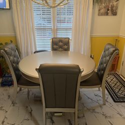 Silver Dining Room Set with 4-chairs