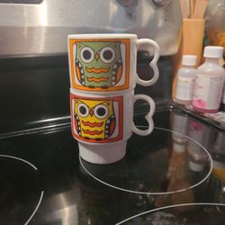 Vintage / Antique Stacking Owl Mugs