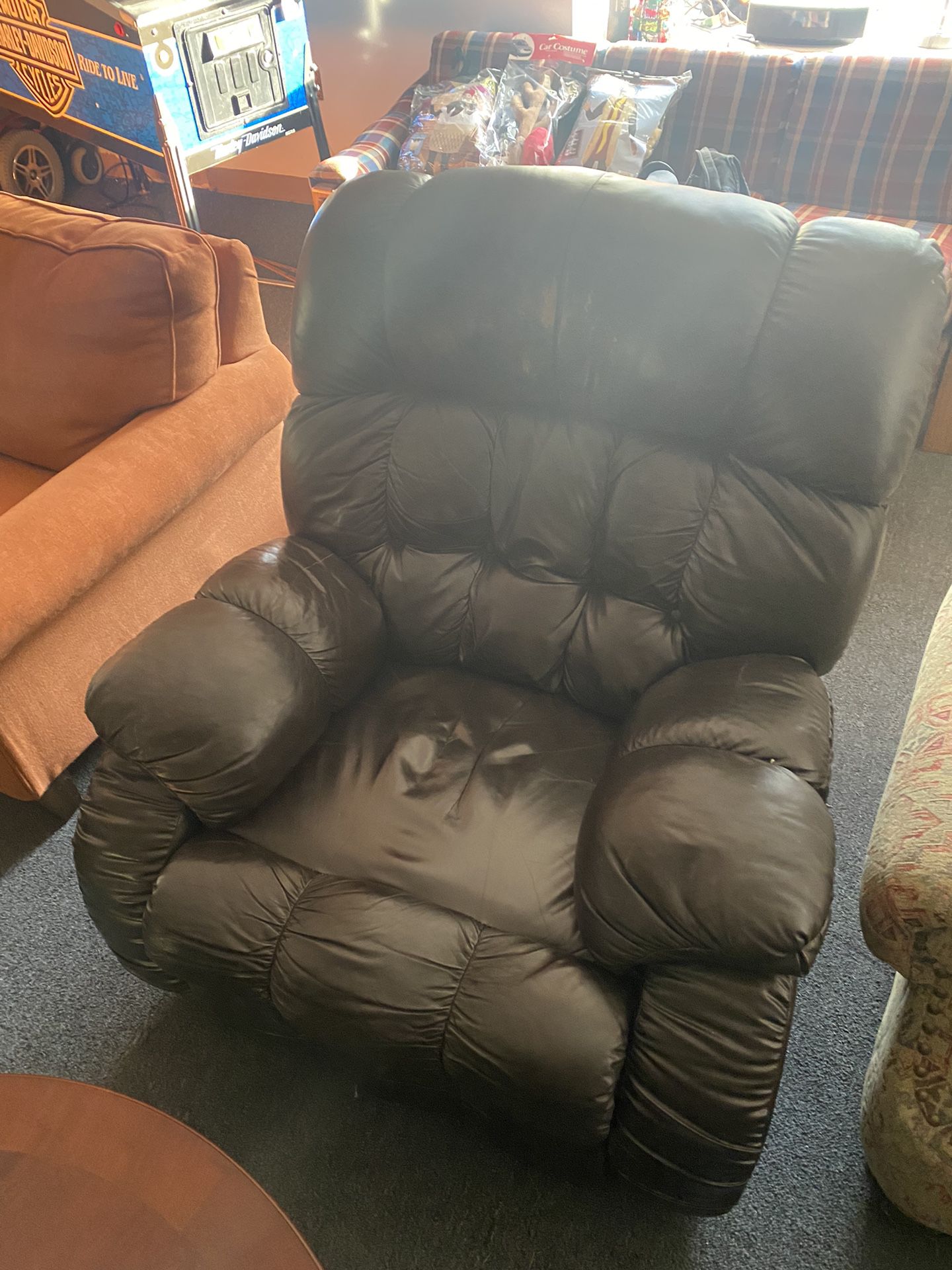 Dark Brown Leather Reclining Living Room Chair $85