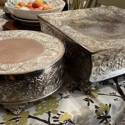 2  Silver Cake Stands