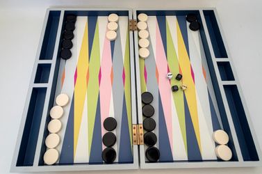 RARE Pottery Barn BLACK ARTISTS DESIGNERS GUILD Backgammon Board Game Multicolor