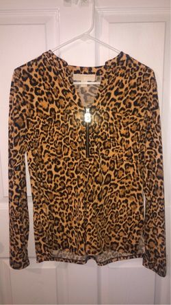 Michael Kors animal print blouse with gold-time zip