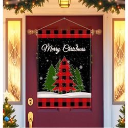 pinata Christmas Tree Garden Flag 28 X 40 Inch Double Sided Outside Winter House Flag Decortive Red Buffalo Plaid Merry Christmas Banner Yard Flag Bur