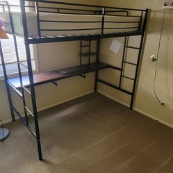 Childs Bed Frame With Desk Underneath (No Matress)