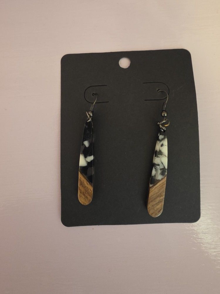 Newly Crafted Wooden and Resin Earrings