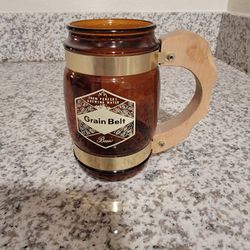 Vintage Grain Belt Beer Mug Wooden Handle 