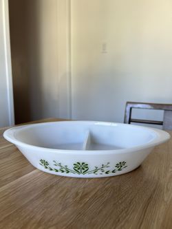 Pyrex Dupe Glassbake Green Daisy Bakeware 