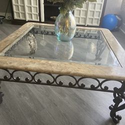 Marble Glass Top Coffee Table