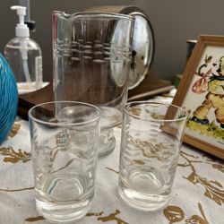 Water Carafe And Two Glasses
