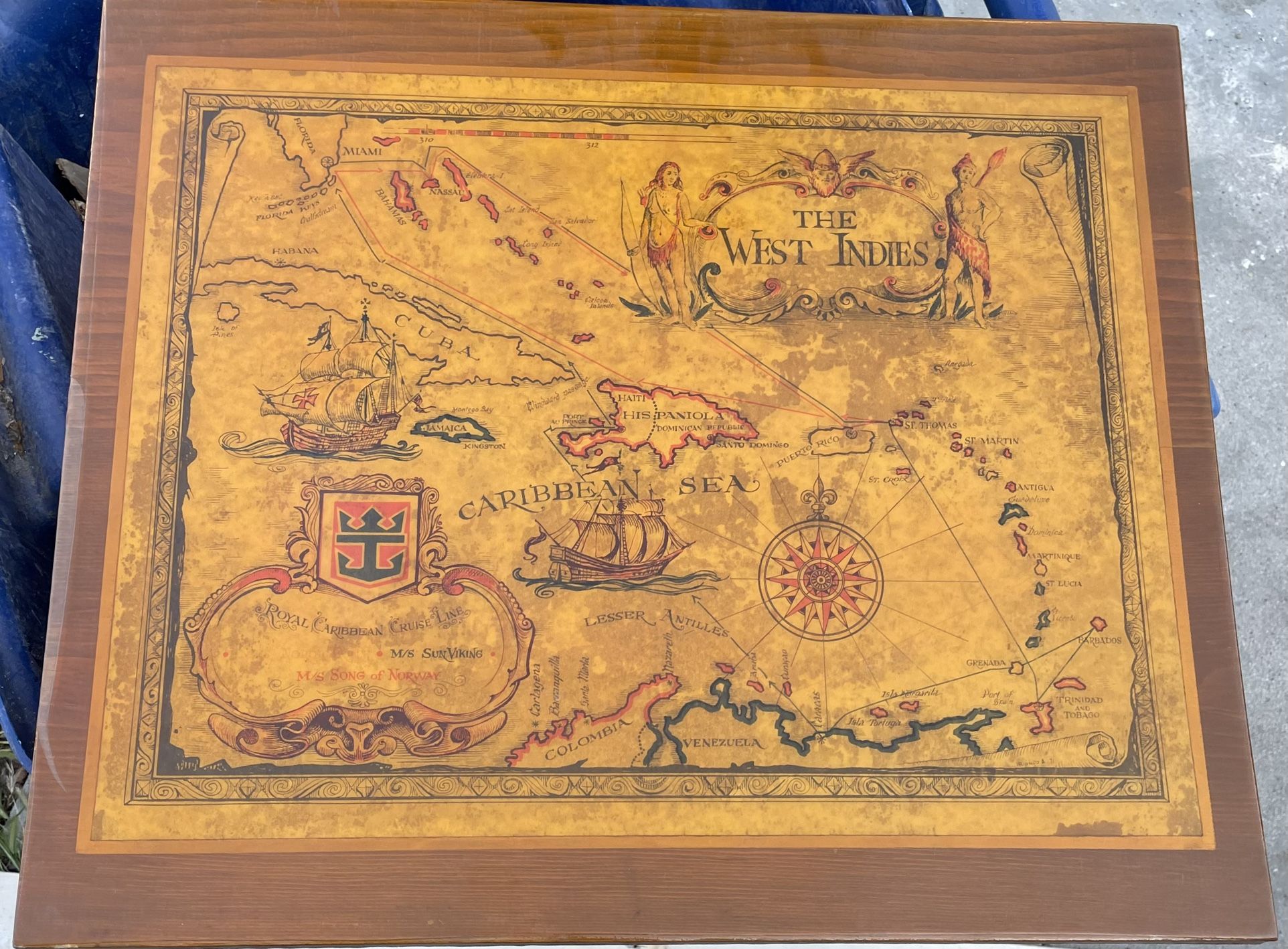Vintage Pirate Map - The West Indies - Caribbean Sea