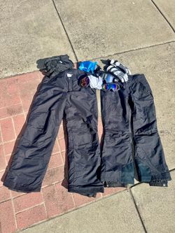 Black Snow Pants Bundle with Goggles and Gloves